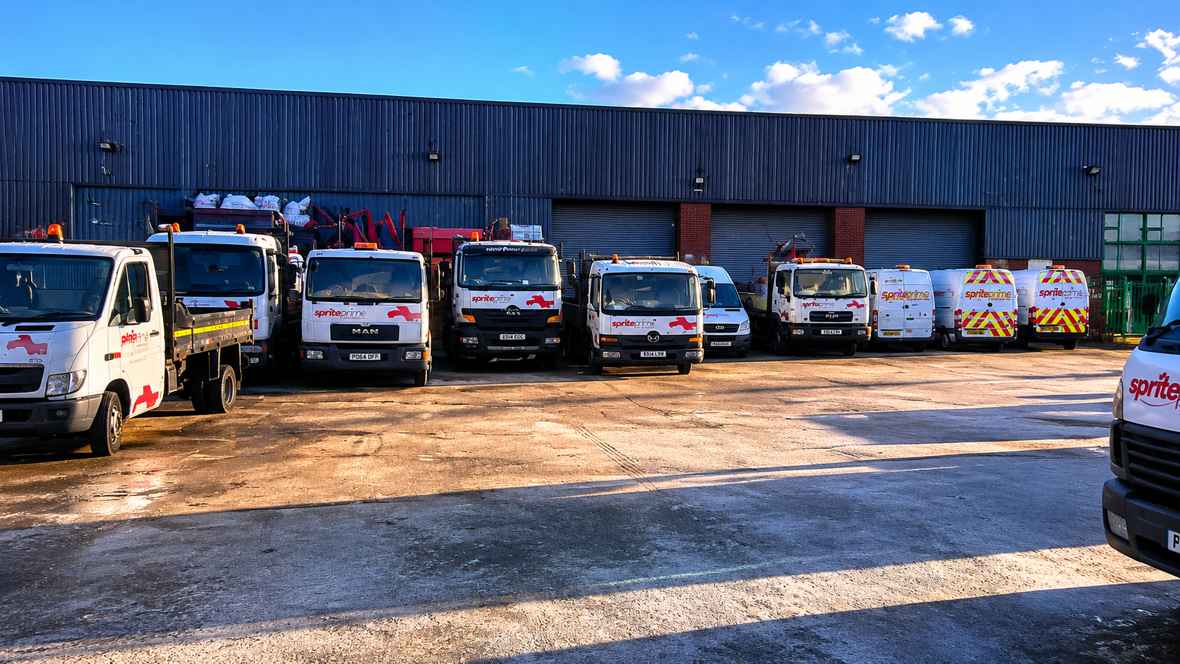 Sprite Prime fleet and operational yard at Tomlinson Road Preston
